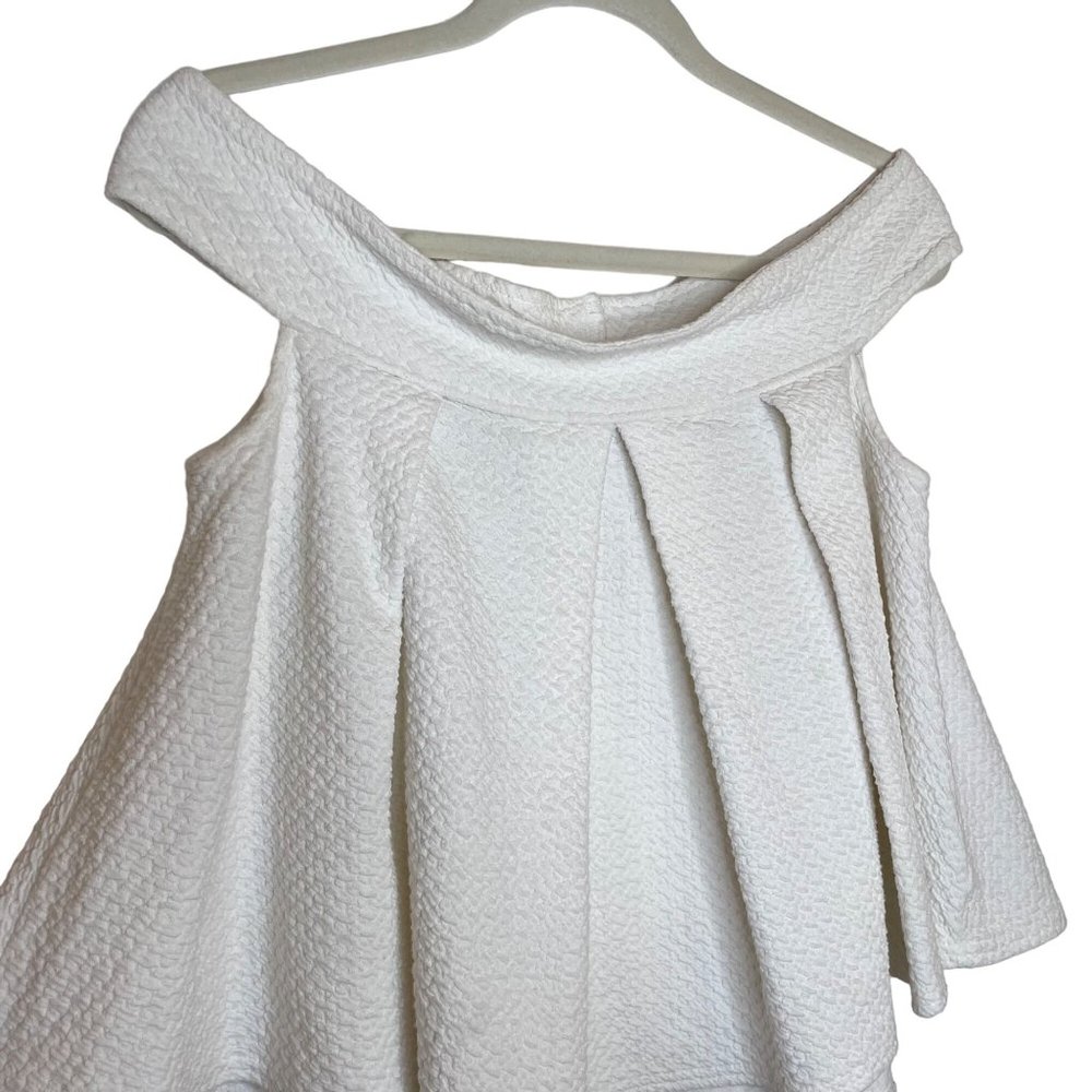 Free People Priscilla Off-Shoulder Ivory Pleated Swing Top, S - Picture 5 of 7